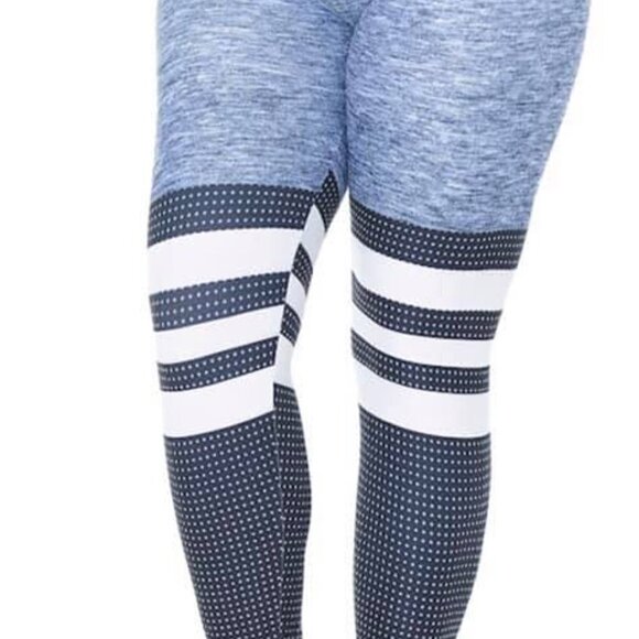 TRÏBE Split Crossfit Gym Workout Sport Full Length Blue Leggings Size XS NWT - Picture 4 of 5